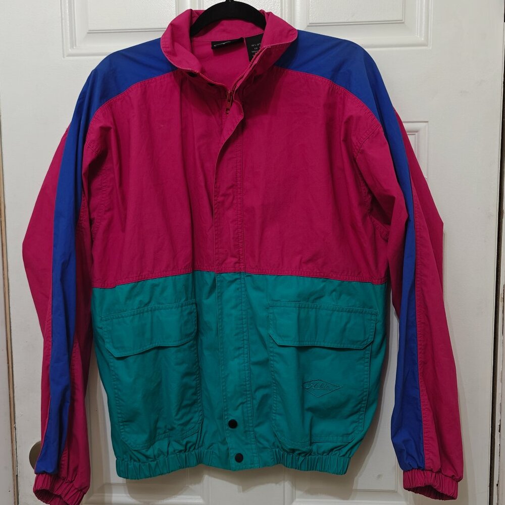 VINTAGE 1980s/1990s Hobie Brand Zip Up Jacket Size M Colorblock Surf Surfer